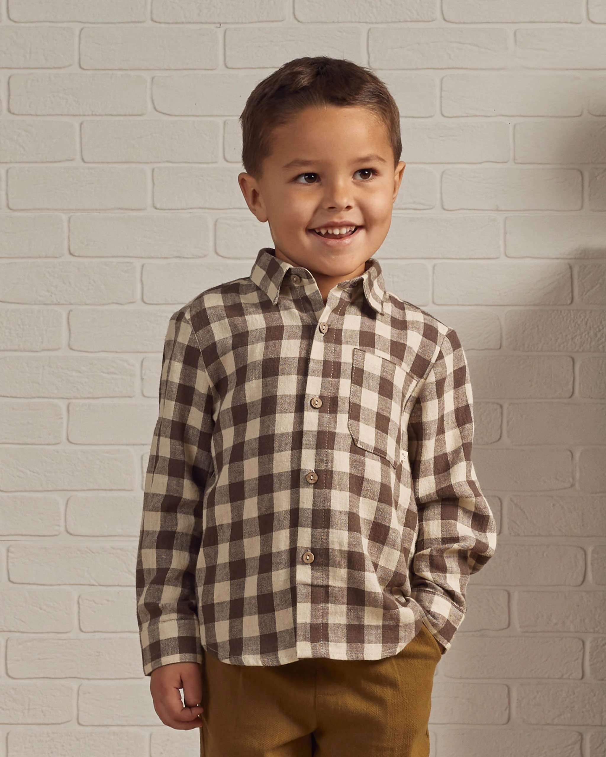 collared long sleeve shirt || charcoal check