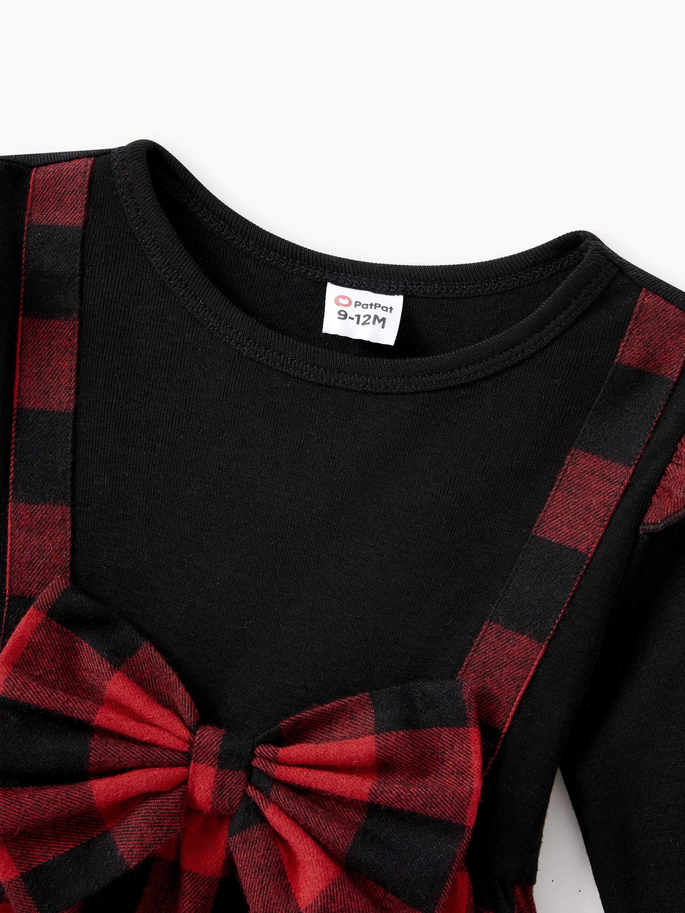 Matching Family Outfits Black and Red Plaid Co-ord Sets Hi-Low Flowy Hemline redblack