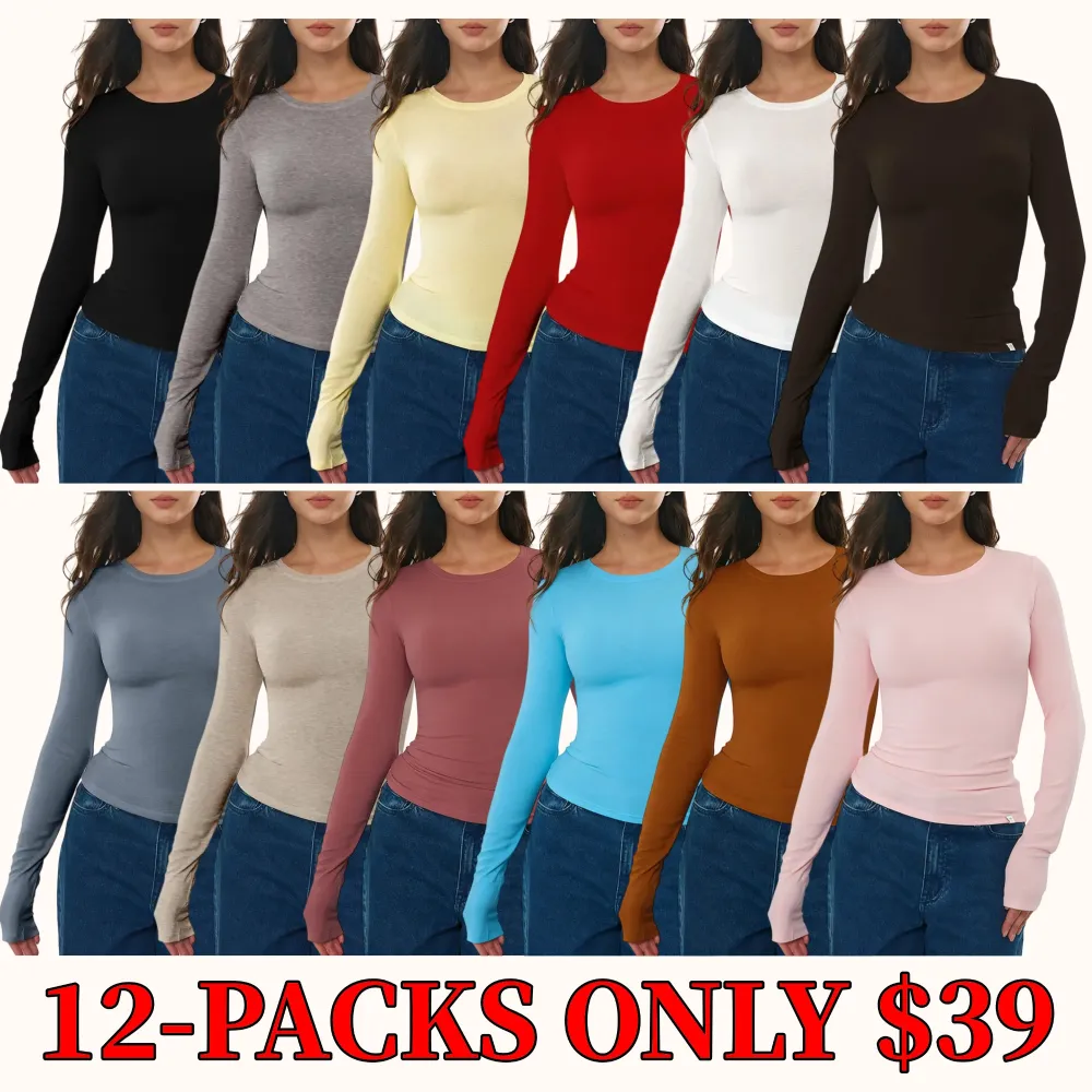 Women's Merino Wool Blend Long-Sleeved Crew Neck Top