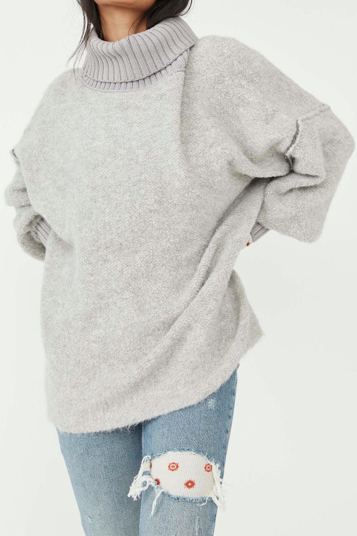 Grey Turtleneck Crewneck Sweaters
