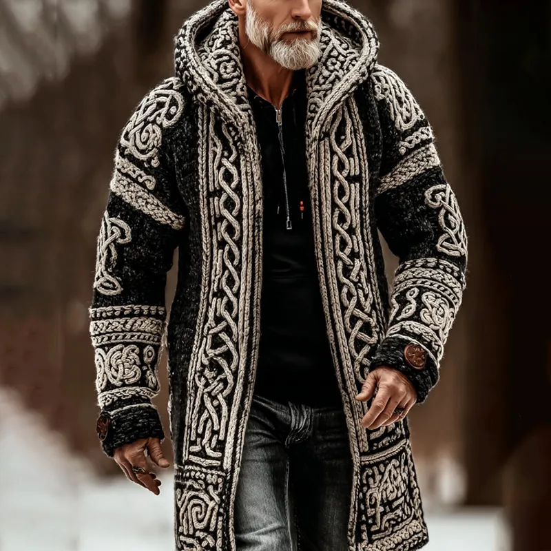 Men's Viking Celtic Knot Button Down Cozy Cardigan Sweater