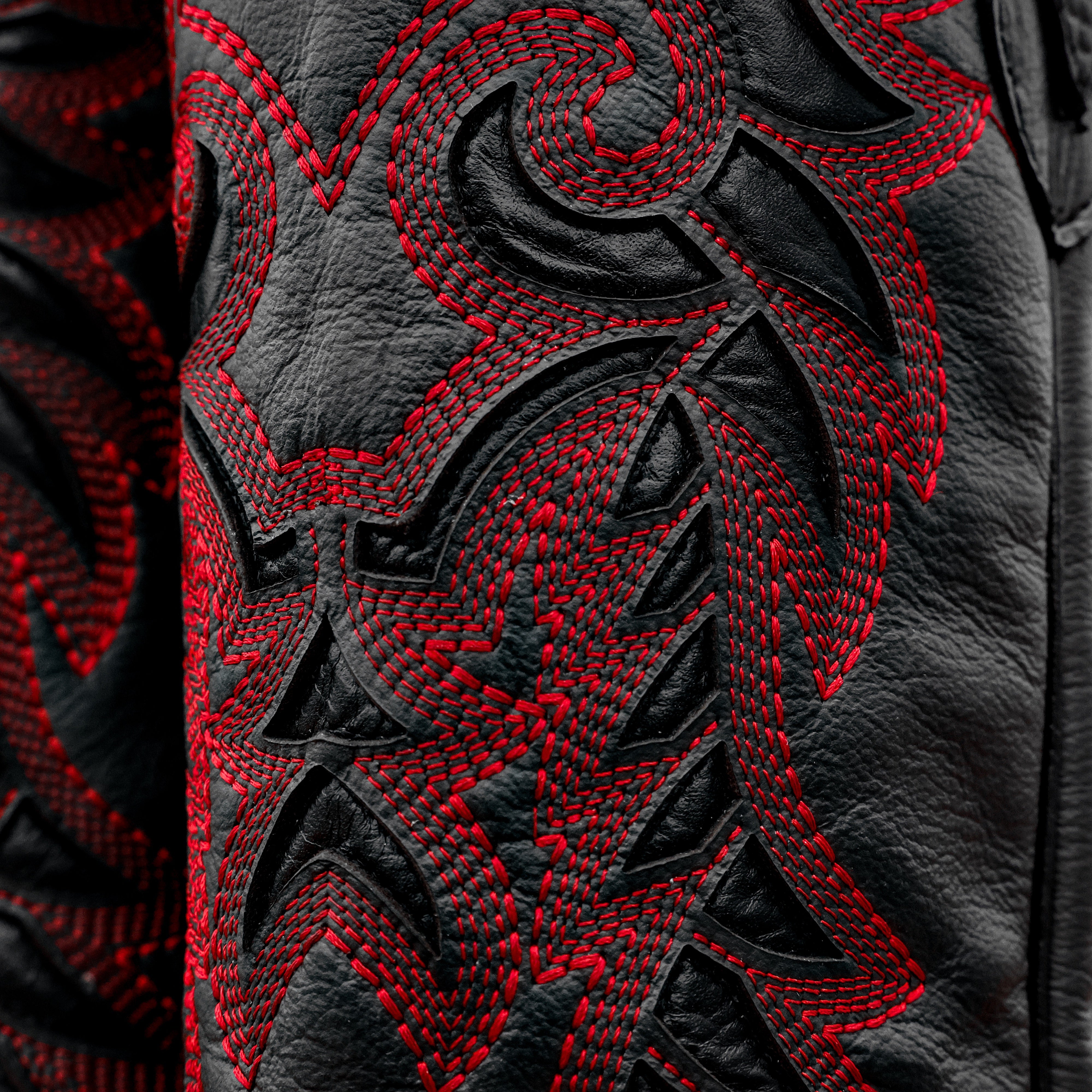 Matte Black Python Leather Boots - Square Toe