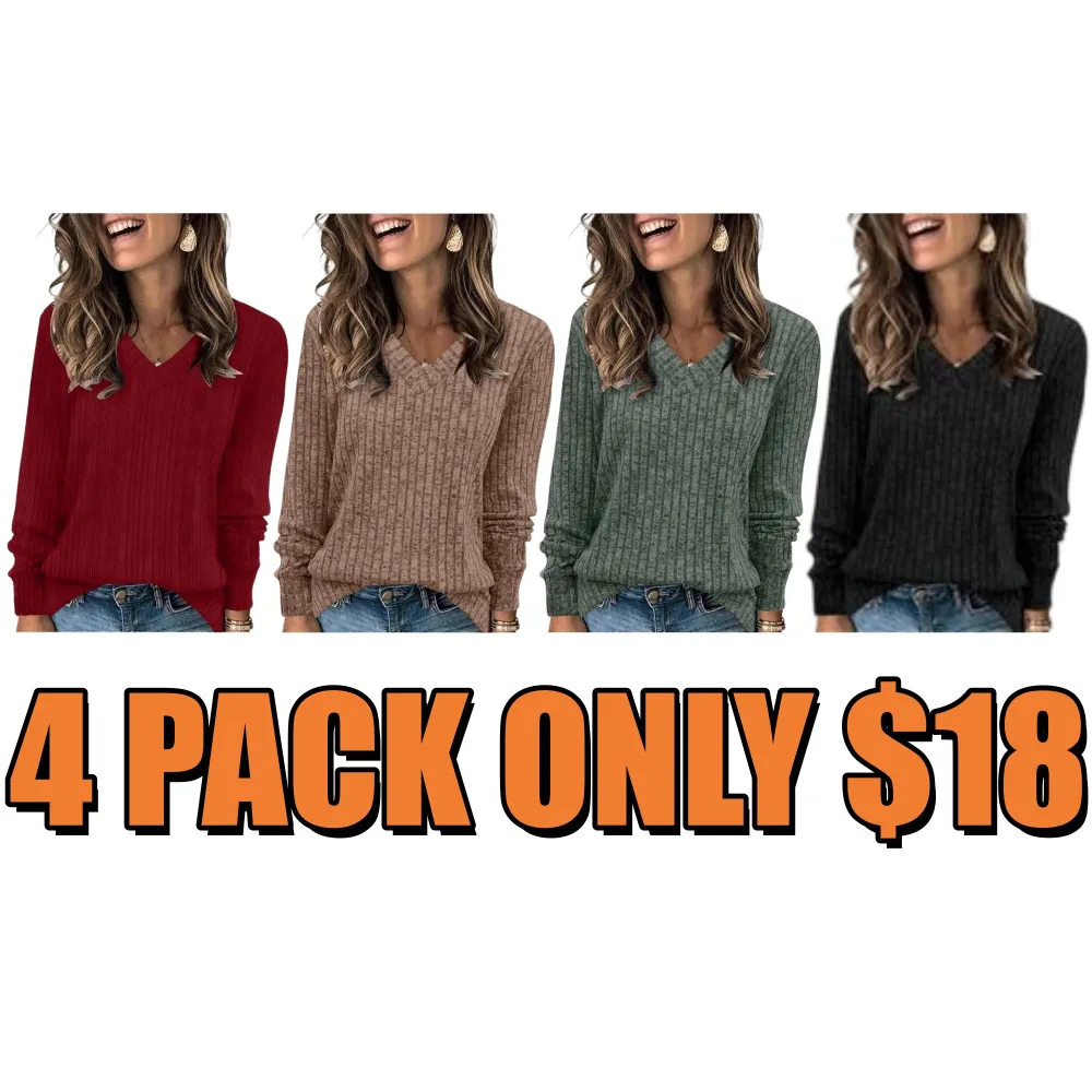 V Neck Long Sleeve Shirts for Women