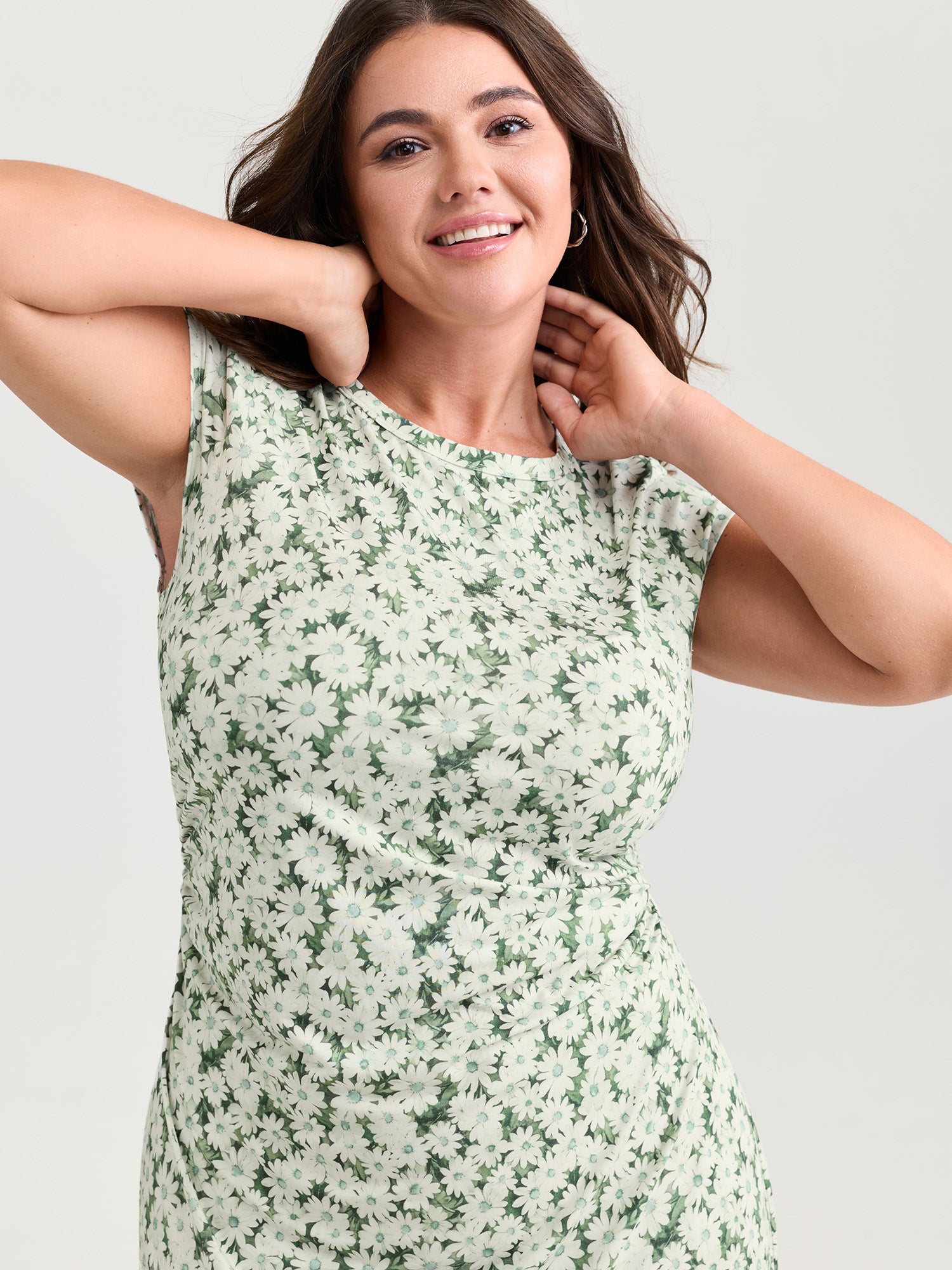 Floral Print Ruched Bodycon Fit Mini Dress