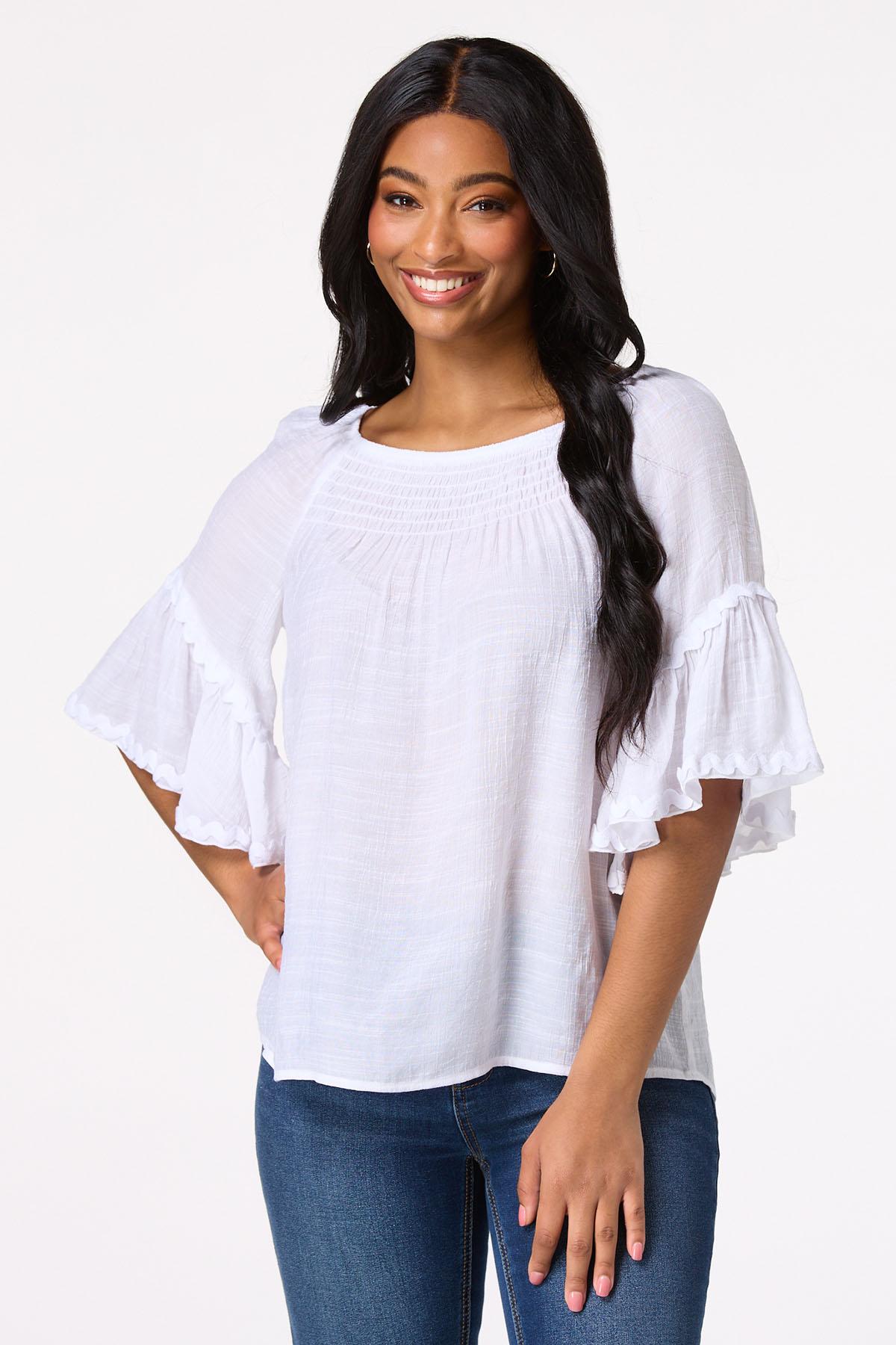 Smocked Ric Rac Sleeve Poet Top