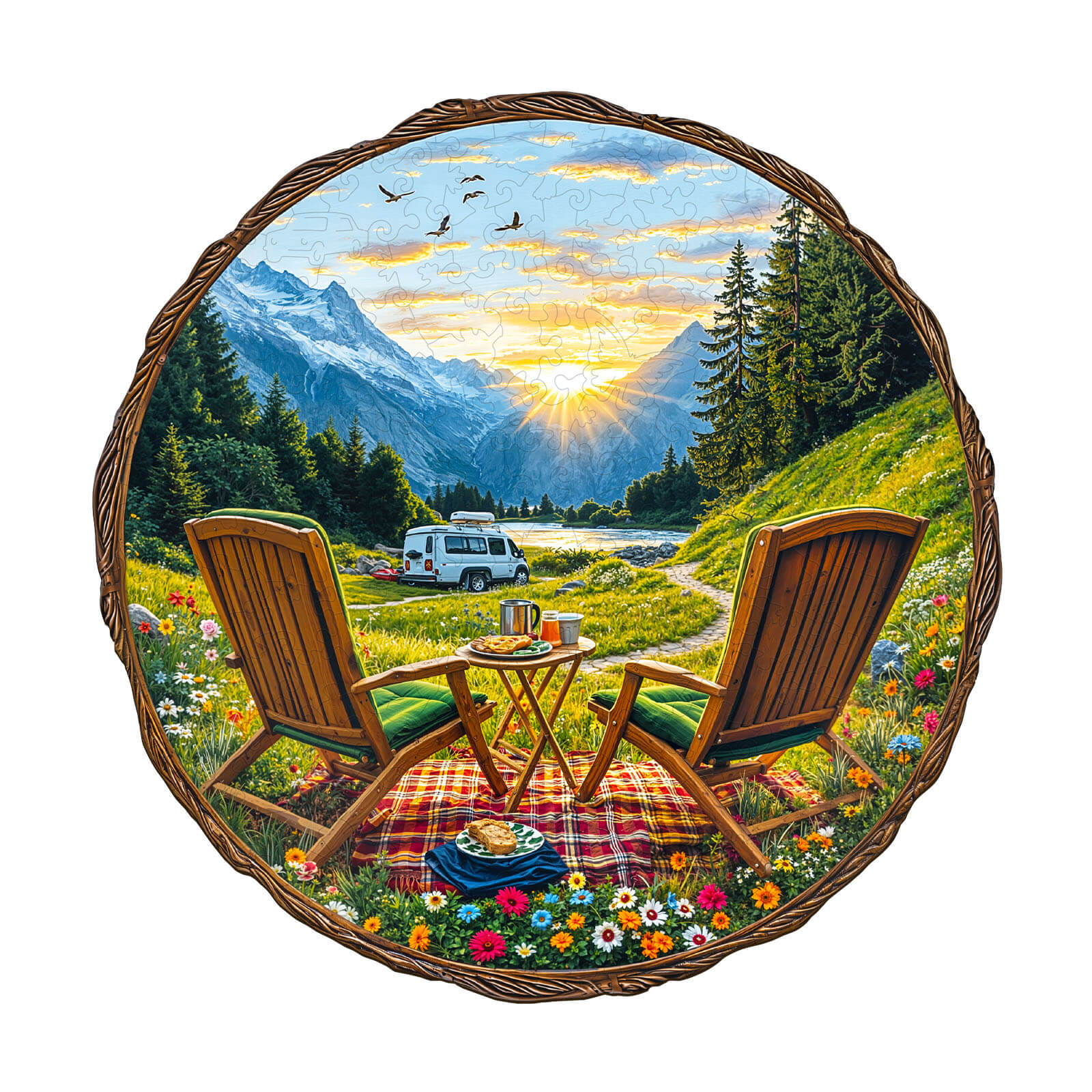Travel in the mountains Wooden Jigsaw Puzzle