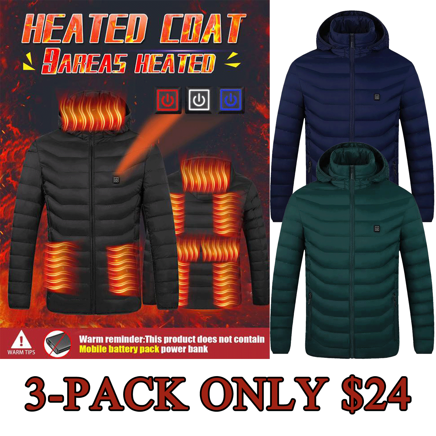 Men’s Heated Waterproof Vest – 9 Heating Zones, Full-Zip Winter Outdoor Vest