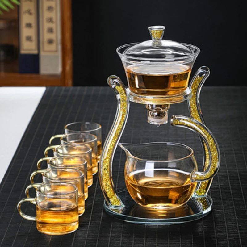 Glass Automatic Drip Brewer Teapot & Cups