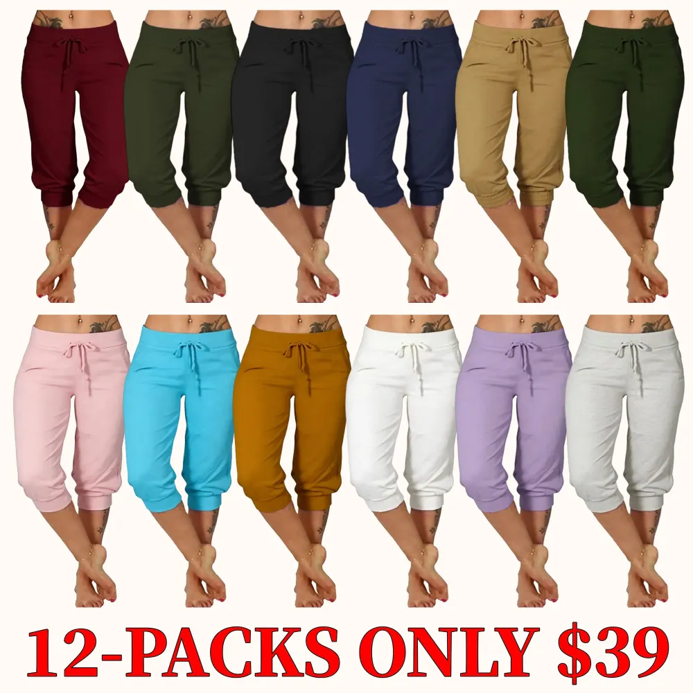 Plus Size Solid Color Capri Pants, Casual and Comfortable Capri Pants