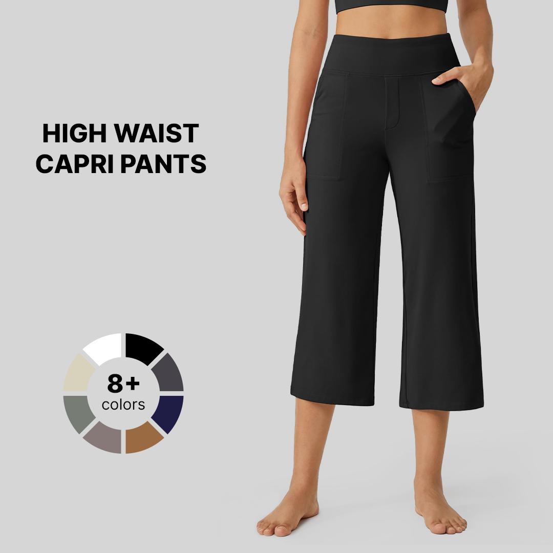Mother's Day Sale💕Capri Pants for Women Wide Leg Yoga Dress Cropped Pants