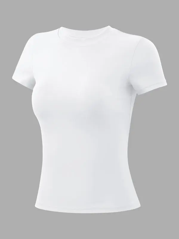 Women's Solid Round Neck Sports Tee (Less than $3 each!)
