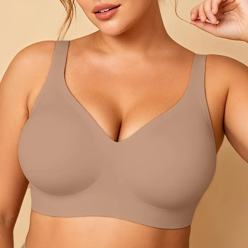 Women's Seamless Red Bra Wireless Soft Bralette