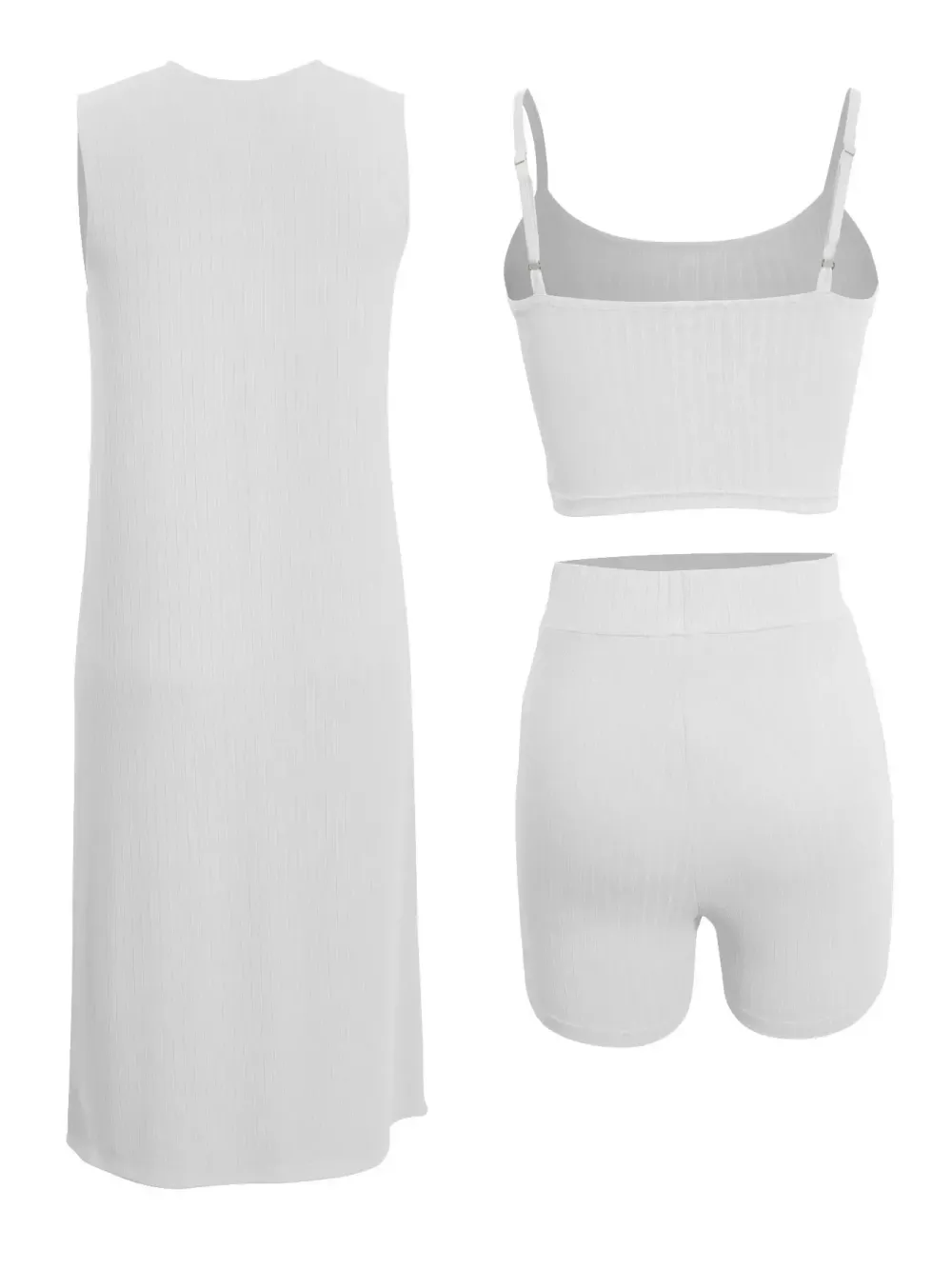 Women's Ombre 3-Piece Outfit Set | Cropped Vest, Shorts & Kimono Cover-Up, Summer Beach & Lounge Wear