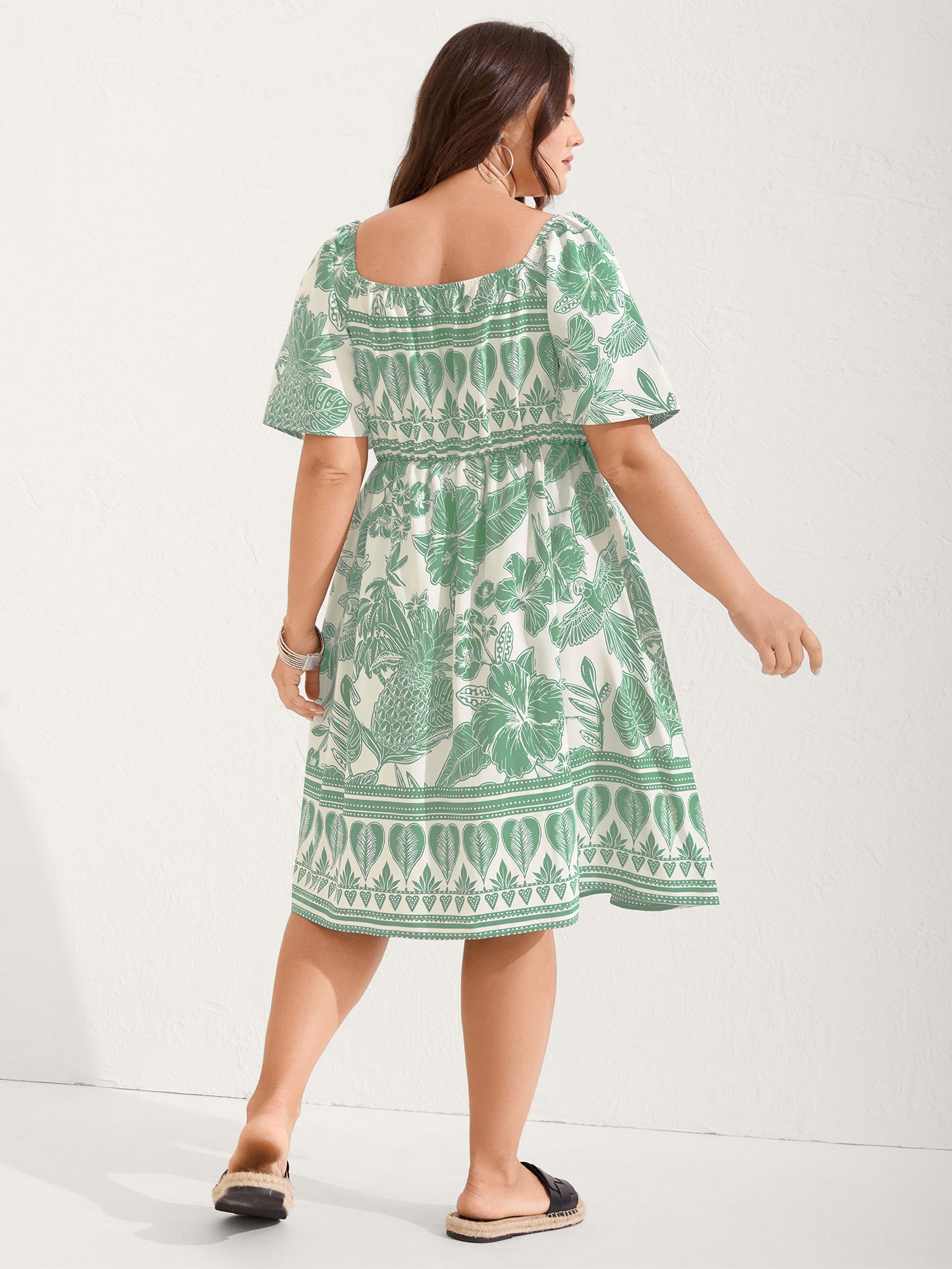 Boho Print Fit Flare Pockets Mini Dress