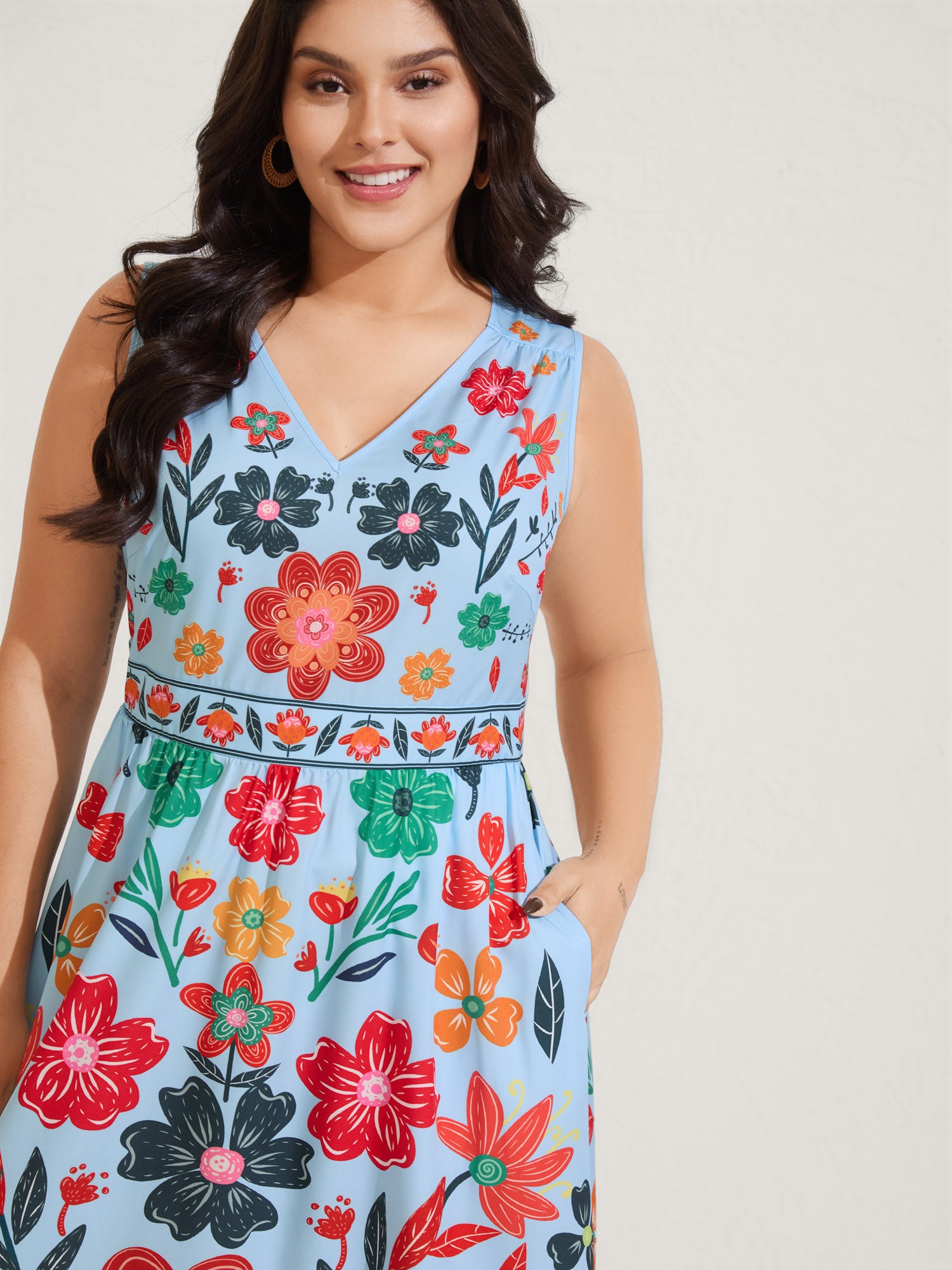 Floral Drama Cinched-Waist Maxi Dress