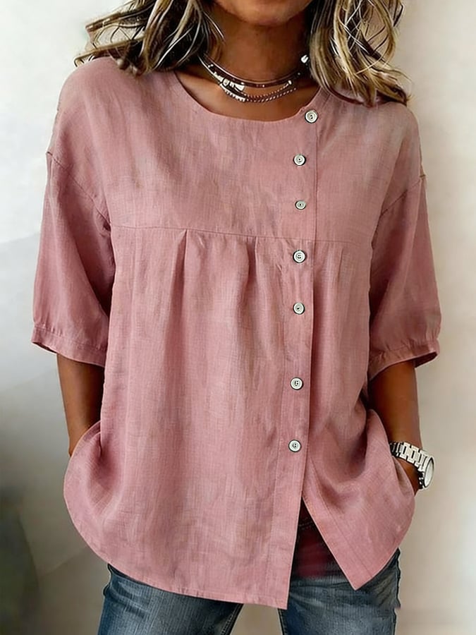 Women's Casual Retro Cotton Linen Button-Up Shirt- Fast Shipping