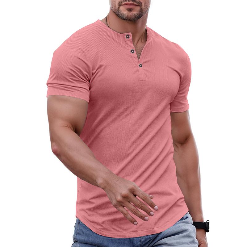 Men’s Slim Fit Longline Henley Performance Top