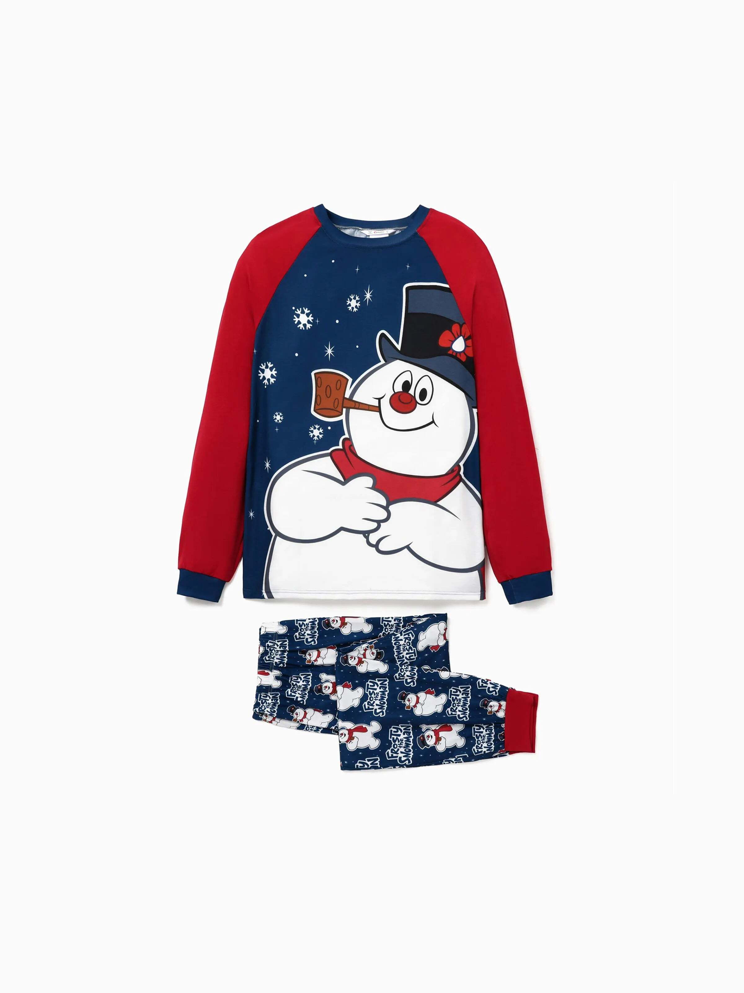 Frosty The Snowman Christmas Family Matching Color-block Pajamas Sets with Christmas Socks