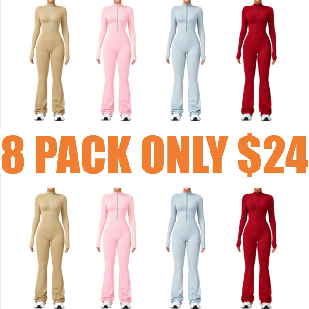 Women's Long Sleeve Flared Sports Jumpsuit