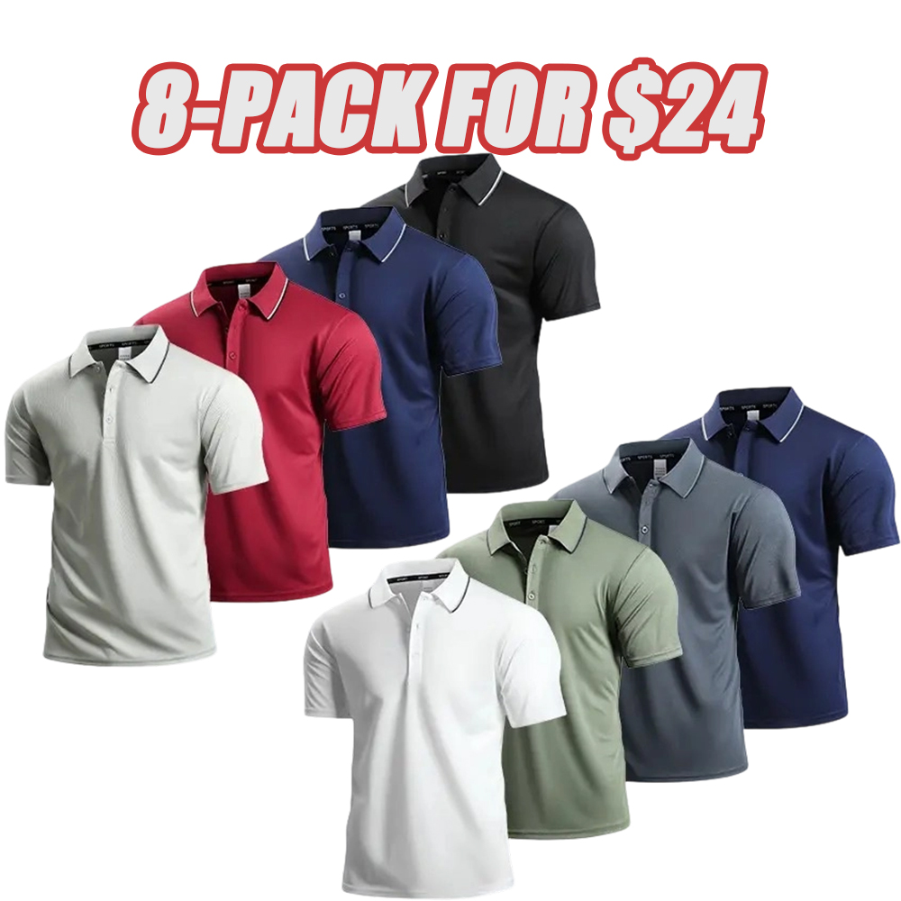 Men's 4-Pack Classic Polos - Color-Block Trim, Soft Comfort Fabric, Perfect for Business Casual & Weekend Wear