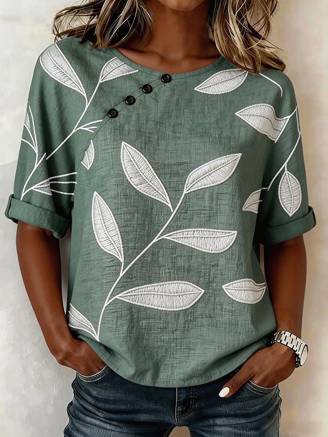 Women's Casual Round Neck Printed Short-Sleeve Top- Fast Shipping