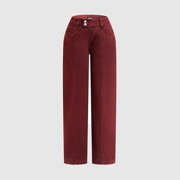 Mid Rise Straight Leg Butt Hugging Pants Women's Stretchy Fabric Multicolor Flattering