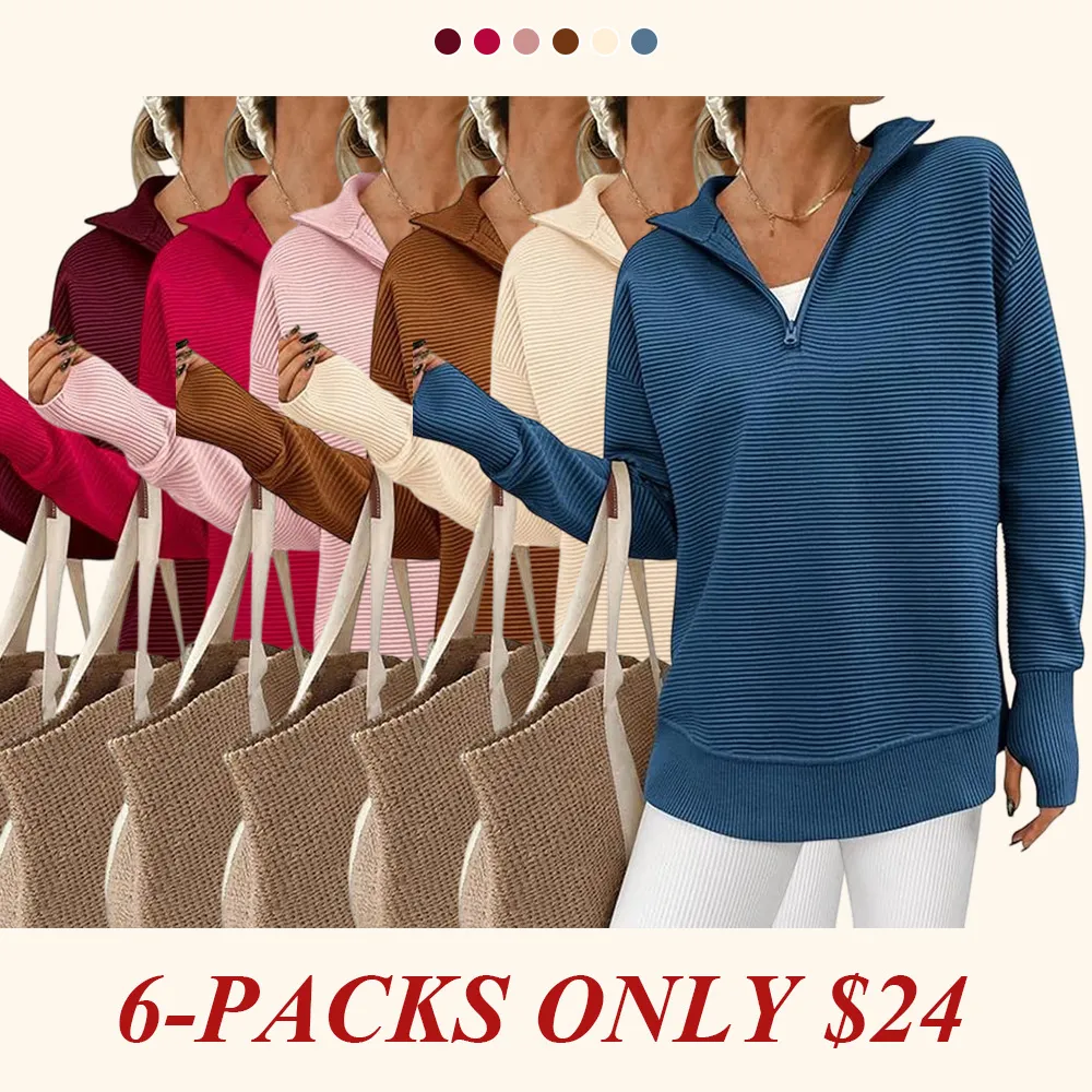 Women's Long Sleeve Quarter Zip Pullover Sweater