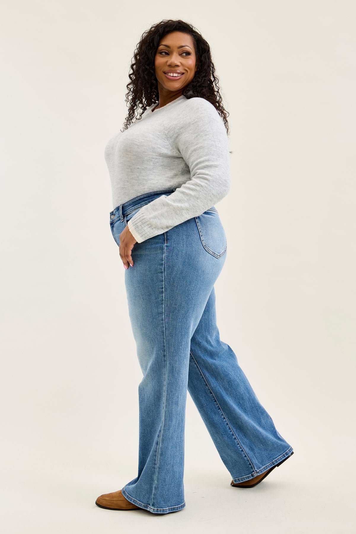 Lux Brushed Indigo Vintage Wide Leg - PLUS