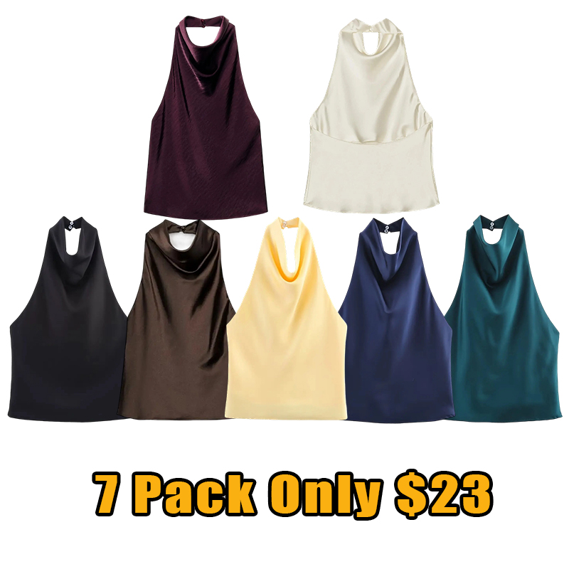 Satin Backless Strapless Tank Top