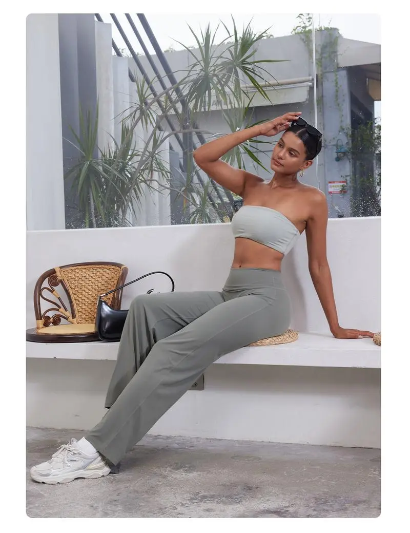 No Front Seam High Waist Straight Leg Gym Yoga Pants