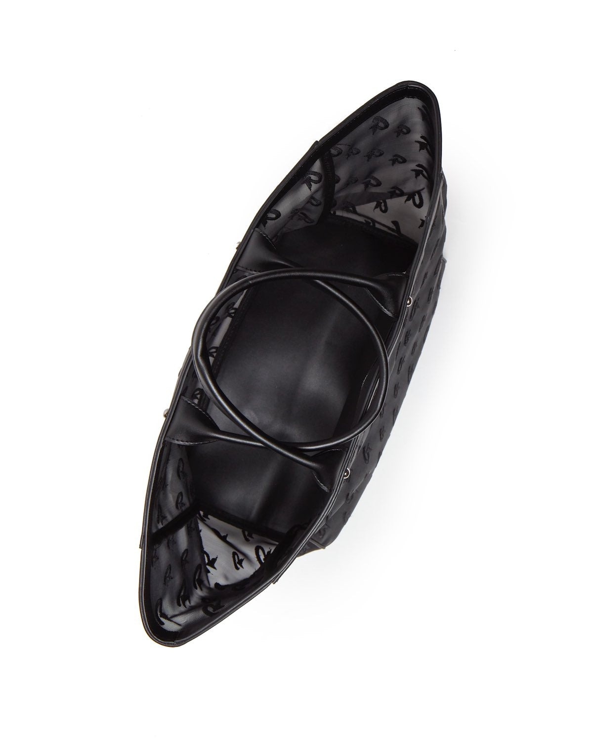 MESH MONOGRAM TOTE - BLACK