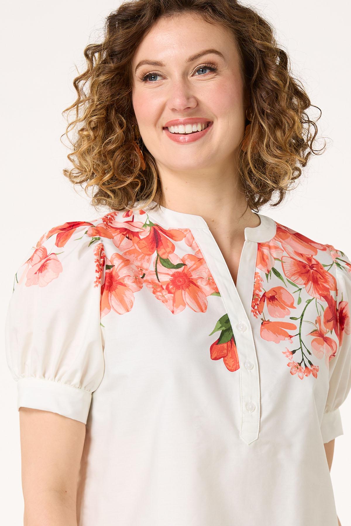 Ivory Floral Puff Sleeve Top