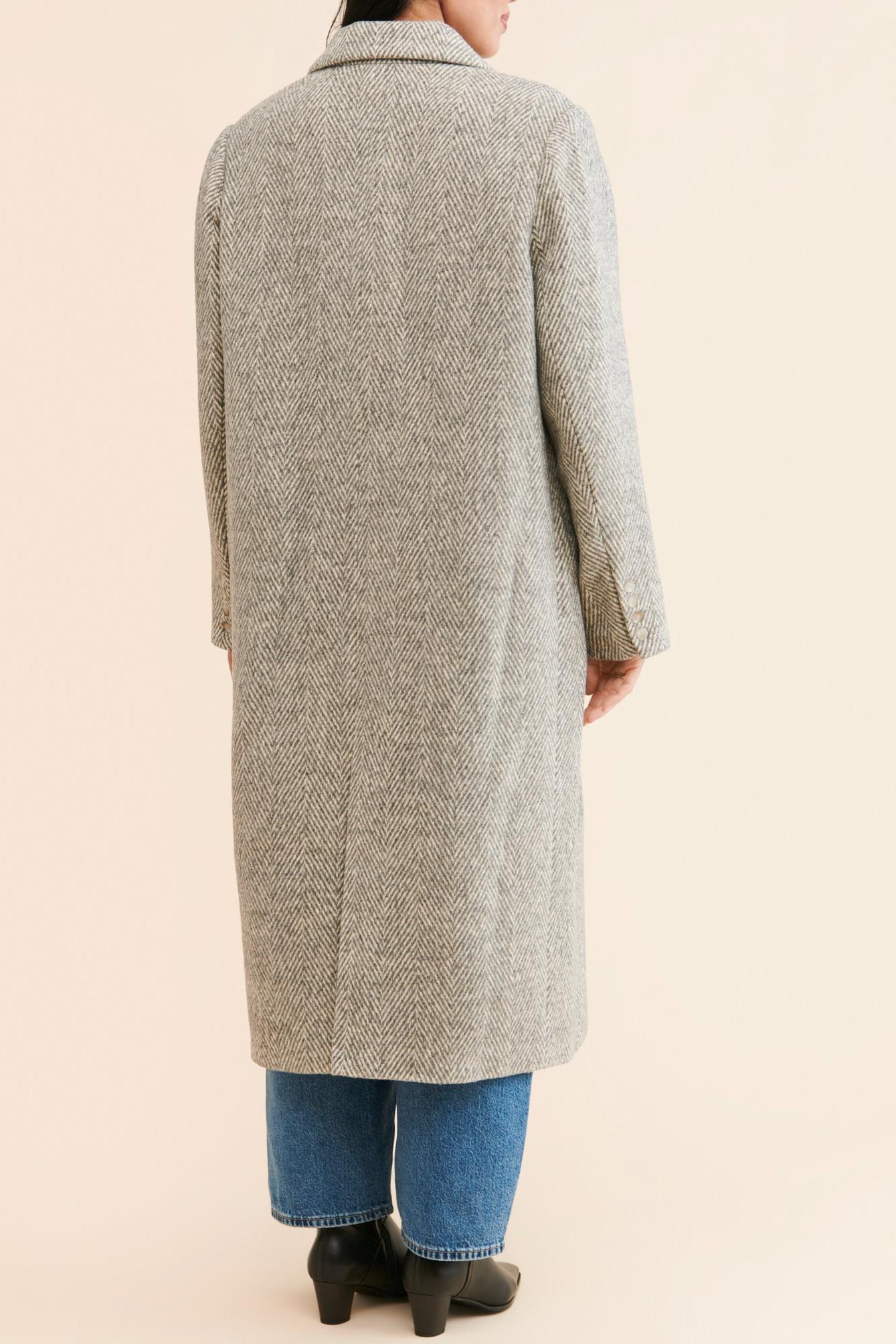 Grey Herringbone Long Coats