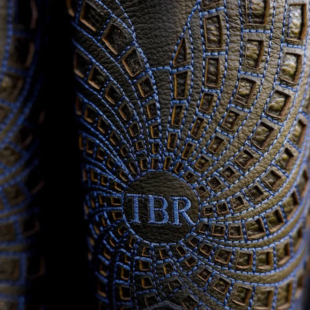 Matte Rustic Electric Blue Pirarucu Leather Boots - Square Toe