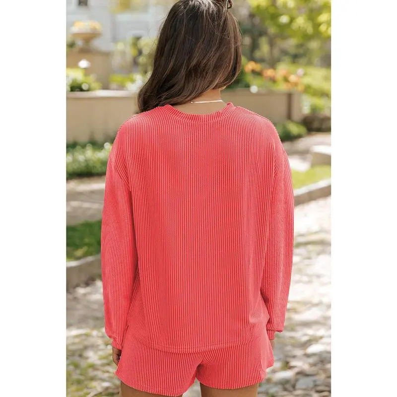 Women’s Sequin Pullover & Shorts Set – 2-Piece Casual Outfit