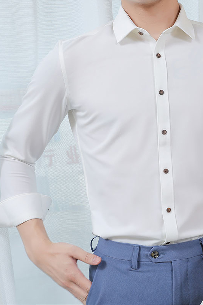 Men's Business Essential Classic Solid Color Stand Collar Formal Shirt