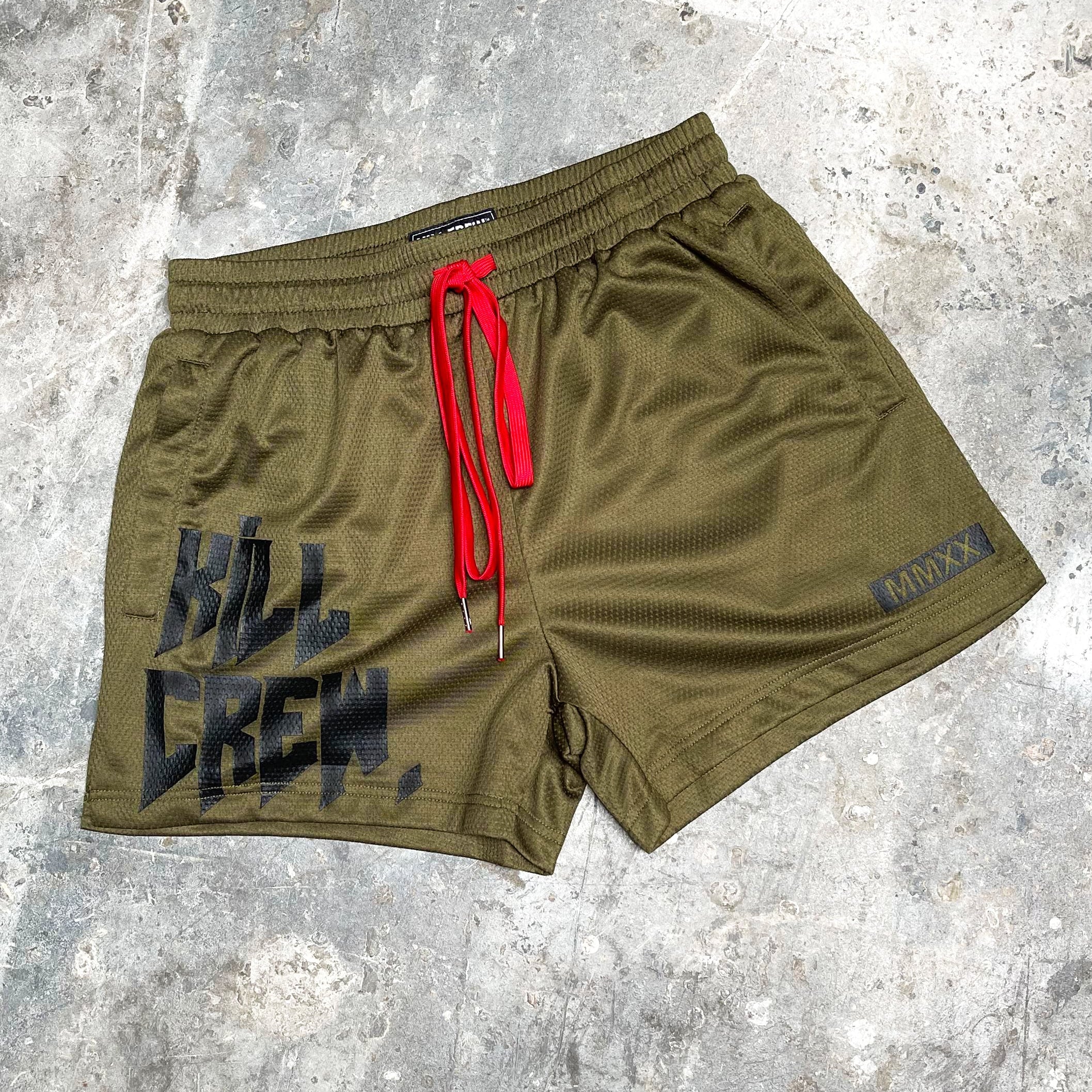 MUAY THAI SHORTS (MID THIGH CUT) v2 - OLIVE