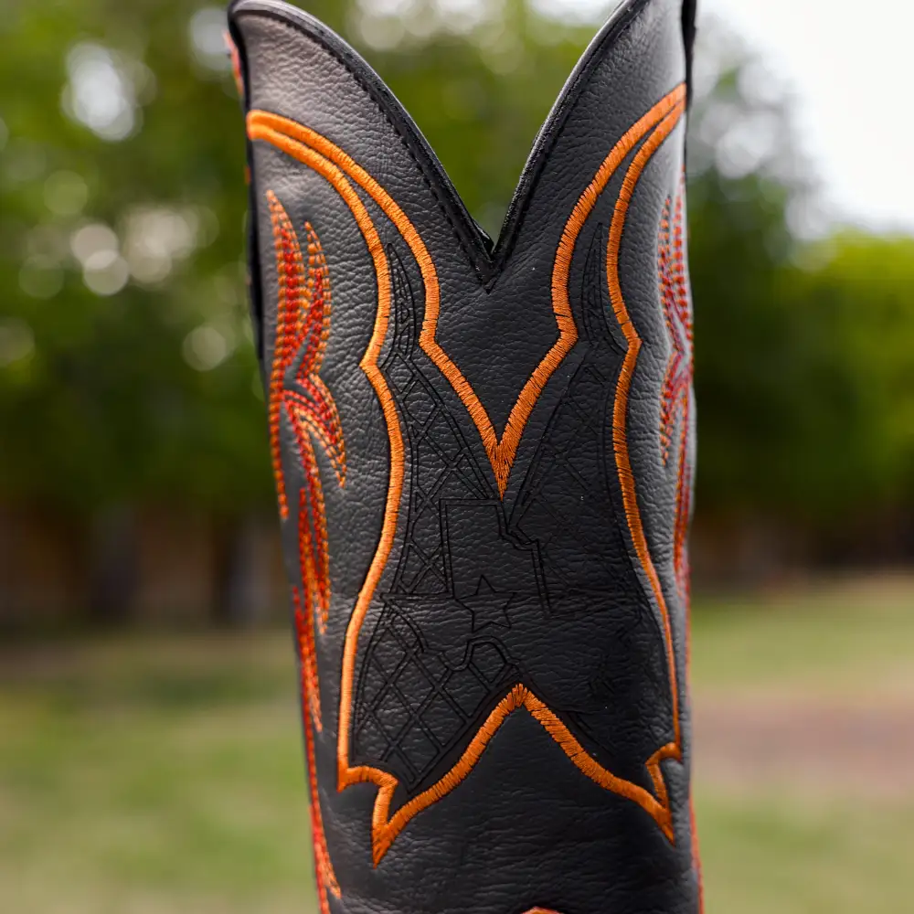 Cognac Pirarucu Leather Boots - Square Toe