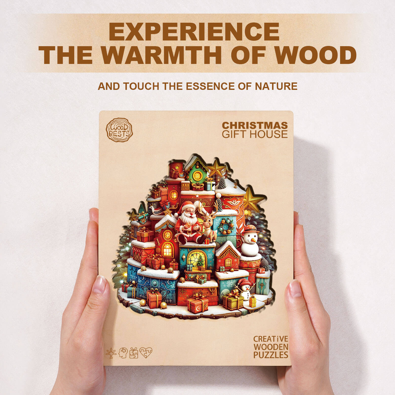 Christmas gift house Wooden Jigsaw Puzzle