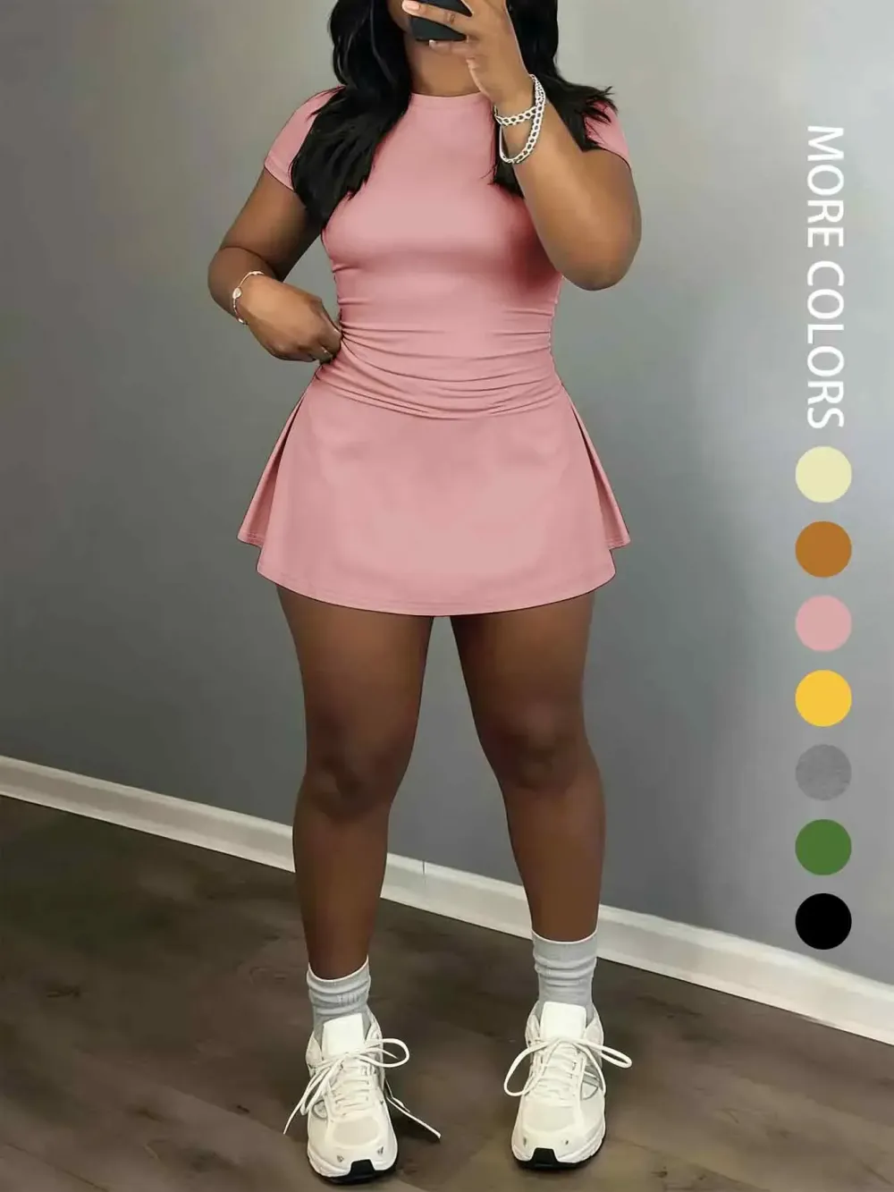 Women's Short Sleeve Casual Sporty Set, 2-Piece Women's Fashionable Daily Wear & Active Lifestyle Clothing