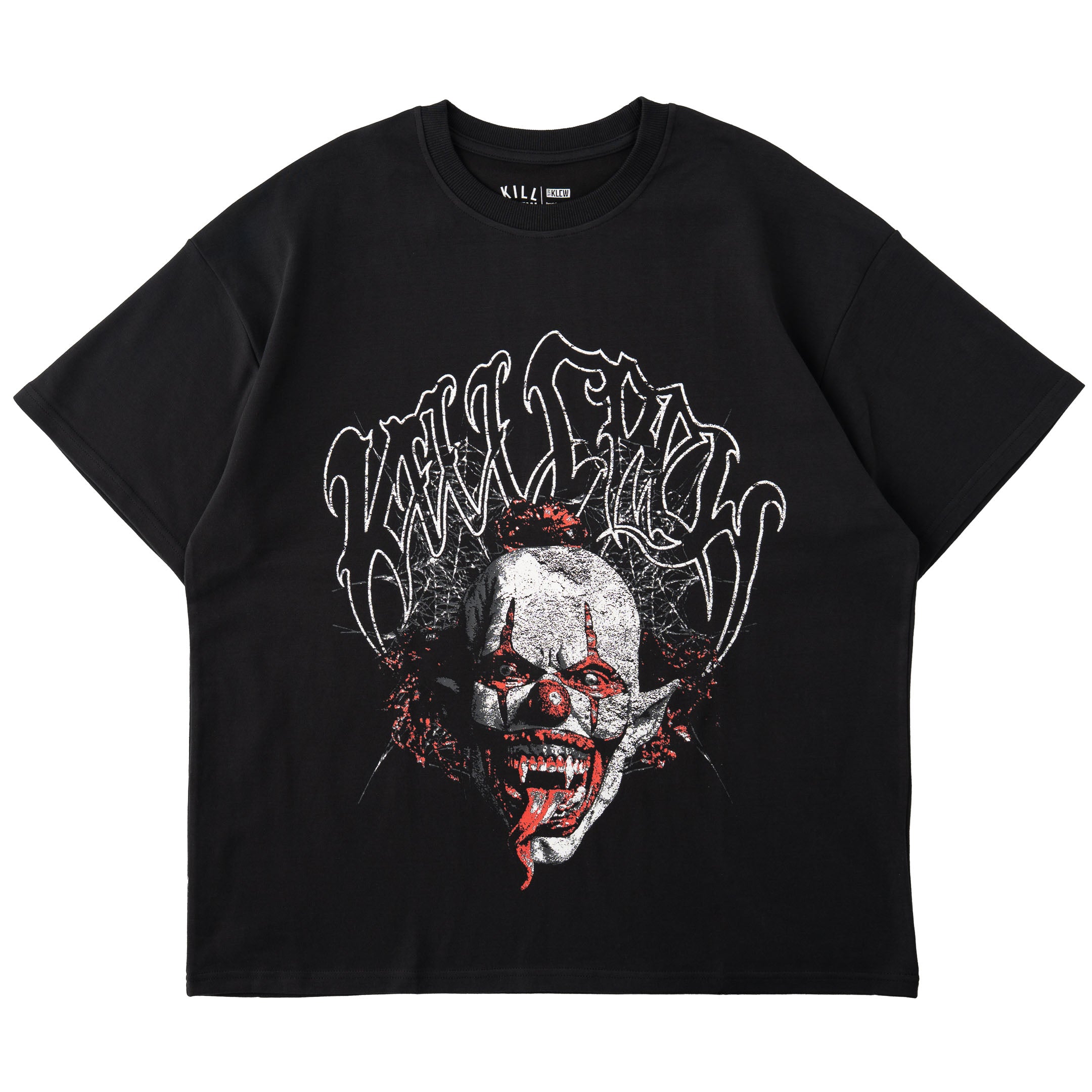RELAXED FIT NATURAL COTTON PSYCHOTIC CLOWN T-SHIRT - BLACK