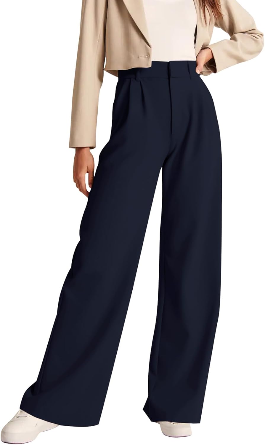 High-Waisted Work Pants for Women – Business Casual Office Trousers with Pockets