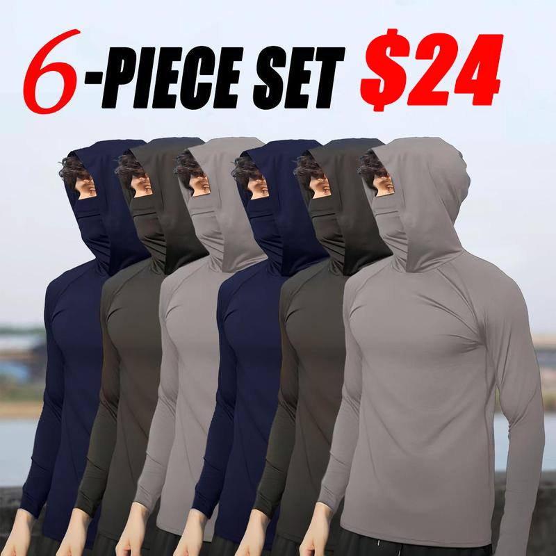 6-Piece Men's Casual Hoodie Pullovers UPF Sun Protection Soft Breathable