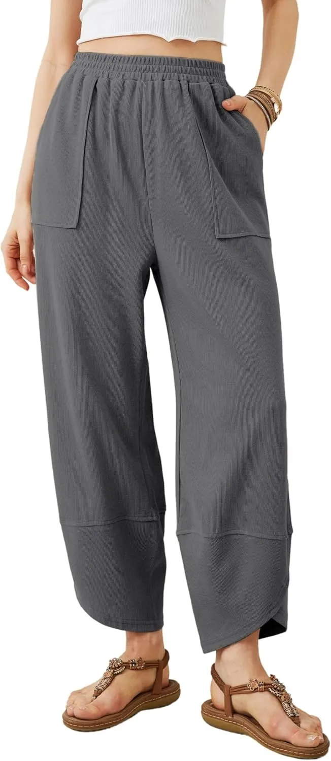 Women's Wide Leg Harem Pants Casual Palazzo Pants with Pockets High Waist Relaxed Fit