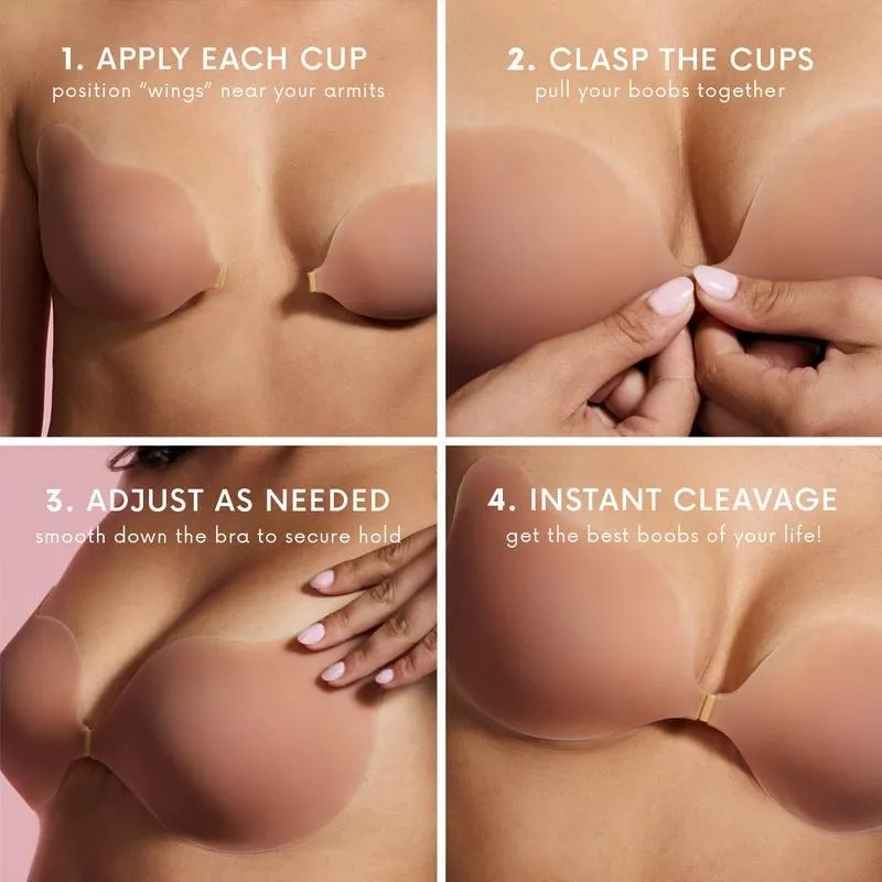 Seamless Sculpting Bra with Silicone Cups for Full Cleavage Reusable Matte Finish Ideal for Strapless