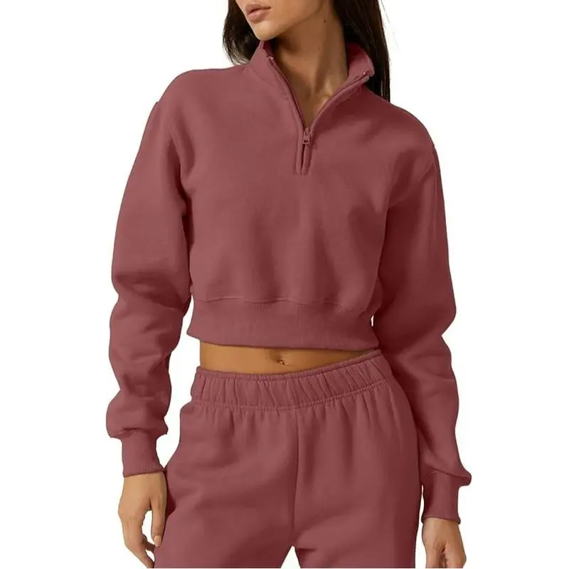 Women's Half-Zip Sports Top and Pants Set