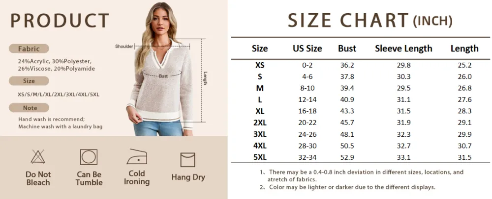 Womens V Neck Knit Sweater Color Block Long Sleeve