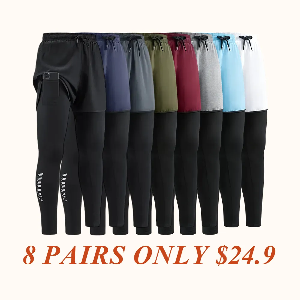 Men's Quick Dry Breathable Elastic Running Pants with Elastic Waistband, Built-In Phone Pocket & Towel Loop