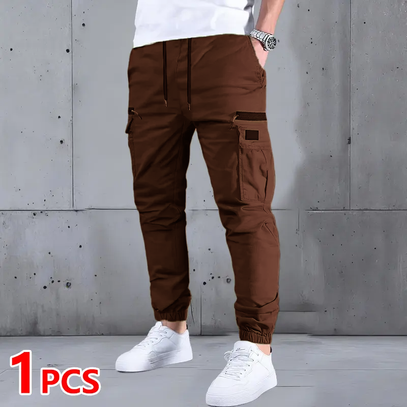 Men’s Drawstring Cargo Pants – Multi-Pocket Casual & Outdoor Work Pants