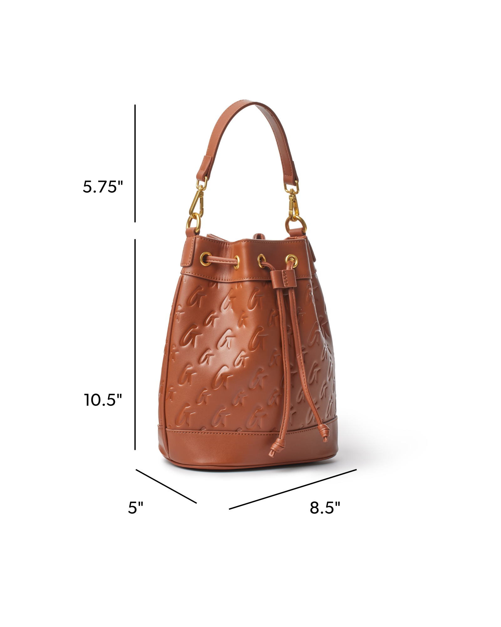 MEDIUM MONOGRAM BUCKET BAG - BROWN
